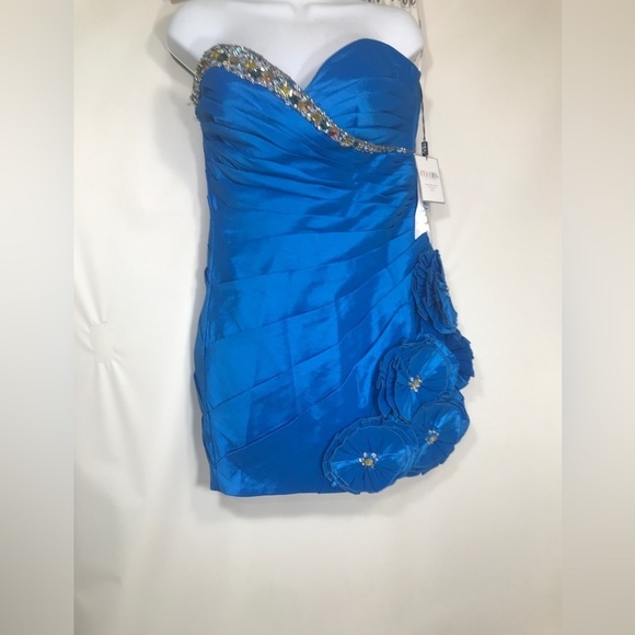 COLORS DRESS Bejeweled Blue Short Cocktail Homecoming Prom Dress Size 12 - Picture 1 of 10